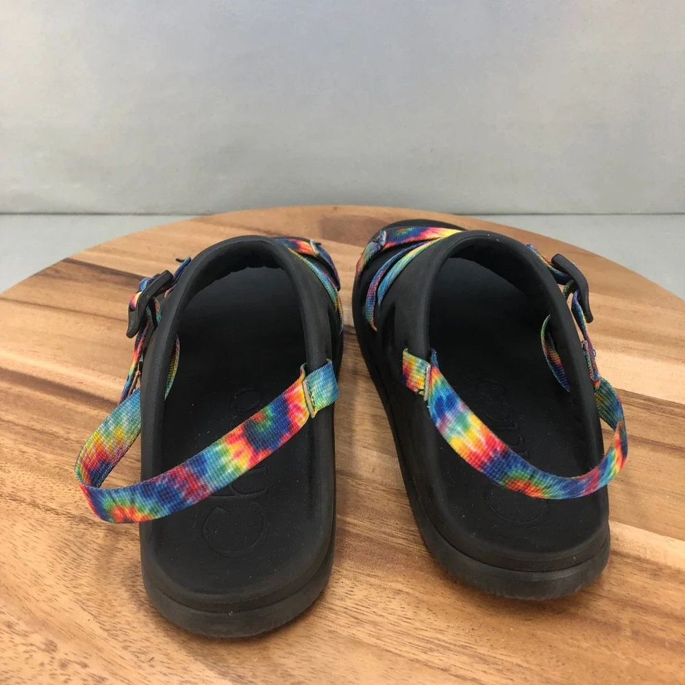Chaco Chillos Sport Sandals Tie Dye Youth Size 6 Black Multicolor Adjustable